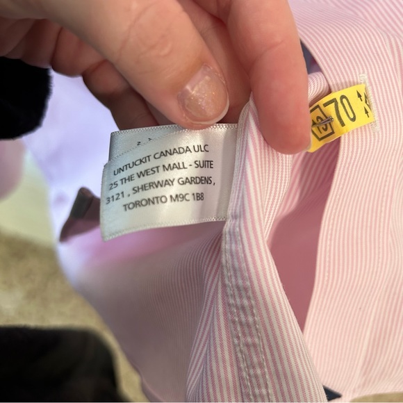 Untuckit Wrinkle-Free Douro Shirt pink & white stripe button down shirt - Picture 3 of 8